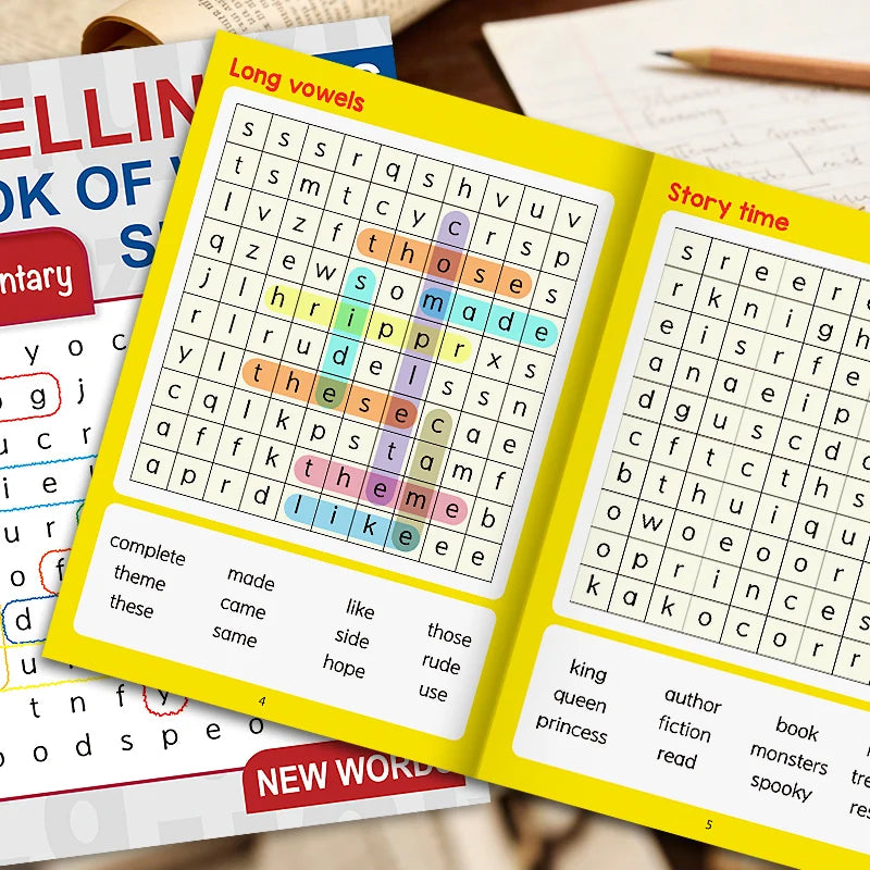 Spelling Book of Word Search Advanced & Elementary 32 Pages Mixed Words Puzzle Book for Adults Brain Exercise & Entertainment