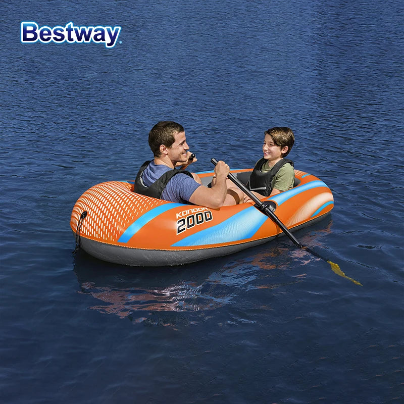 Bestway 61142 1-3 Person Heavy Duty Inflatable Kayak - Long Lasting PVC Rafting Adventure Boat for Thrilling Water