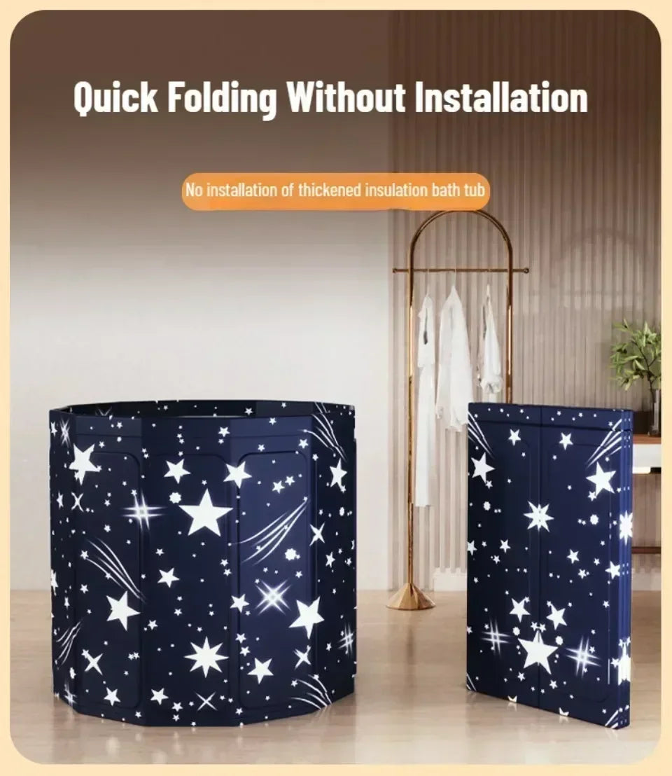 Folding Bath Tub Household Thickened Insulated Bathtub Portable Round Enlarged Bathing Bucket Foldable Adult Bathroom SPA Bucket