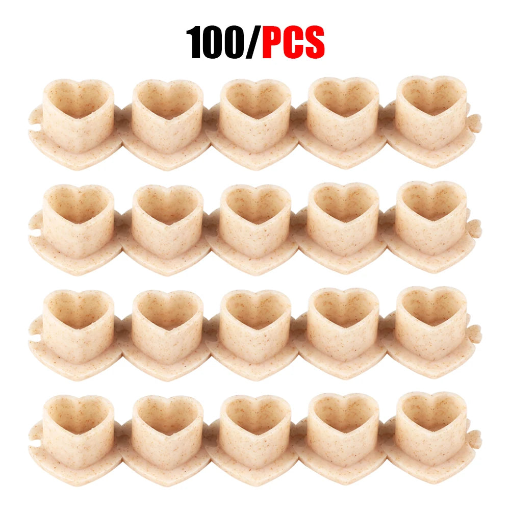 50/100/200pcs Biodegradable Tattoo Ink Cups Heart Shaped Base ECO-Friendly Disposable Spliced Pigment Caps Tattoo Accessories