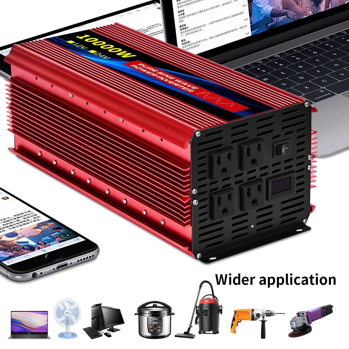 Pure Sine Wave Inverter 5000W 6000W 7000W 8000W 10000W DC To AC 12V  110V   Portable Power Voltage Converter Car Solar Inverter