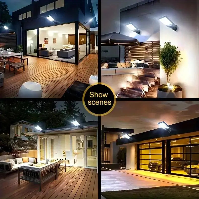 1/2/4-Pack Solar Street Lights, 108 COB LED Outdoor Wall Lights with Remote Control and Motion Sensor, Adjustable 3 Modes, Suita
