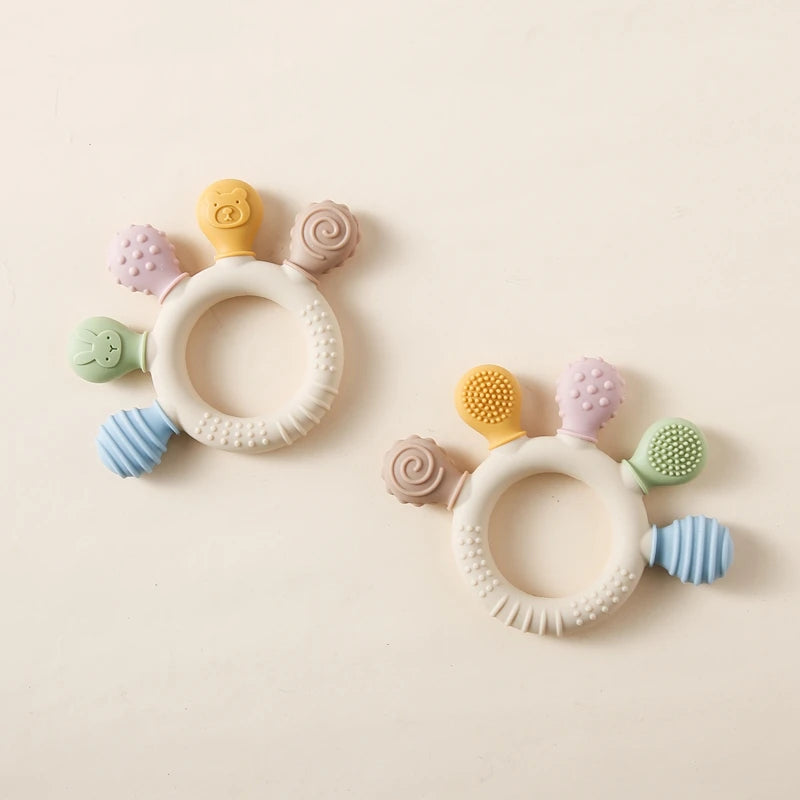 Silicone Teether Ring BPA Free — Baby Chewing Toy | 0-12 Months Gift