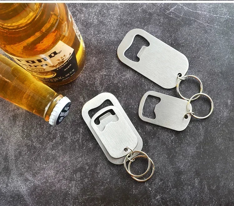 Metal Portable Creative Stainless Steel Bottle Opener Keychain Soda Drink Starter Portable Bottle Openers Bar Key Chain Pendant