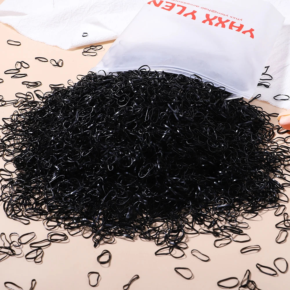 500pcs Ligas de Cabello Coloridas para Niñas | Desechables | Coleta y Diadema 🌈