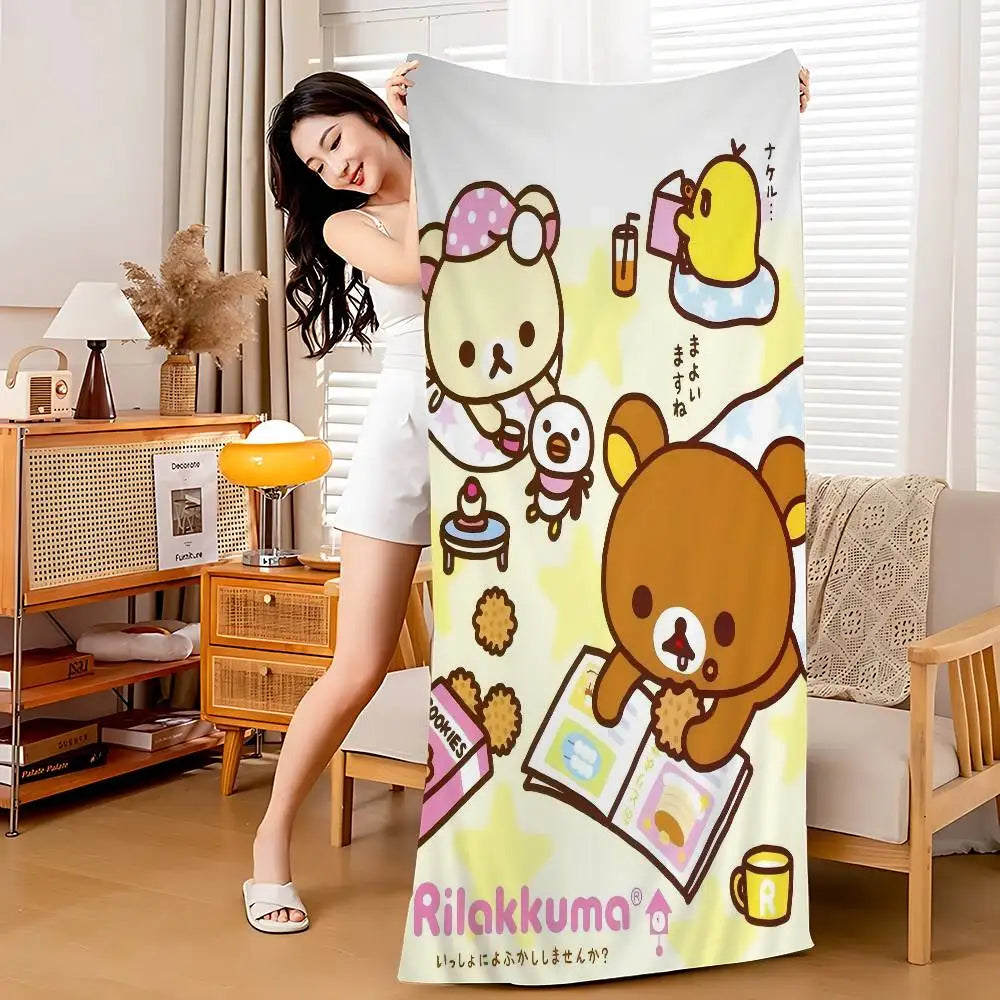 Toalla de Playa Rilakkuma Kawaii - Microfibra Secado Rápido para Niñas