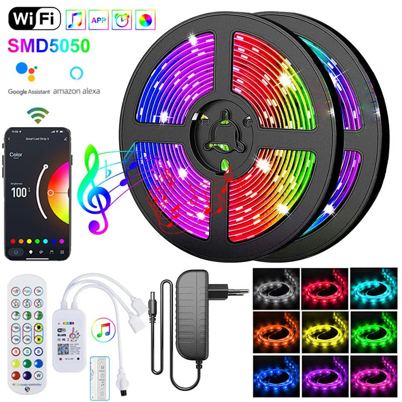 Tira LED RGB 5050 Vogliovoi WiFi | Bluetooth | Adhesiva | Tuya/Smart Life | Alexa y Google | Dormitorio - Firu Total Sales