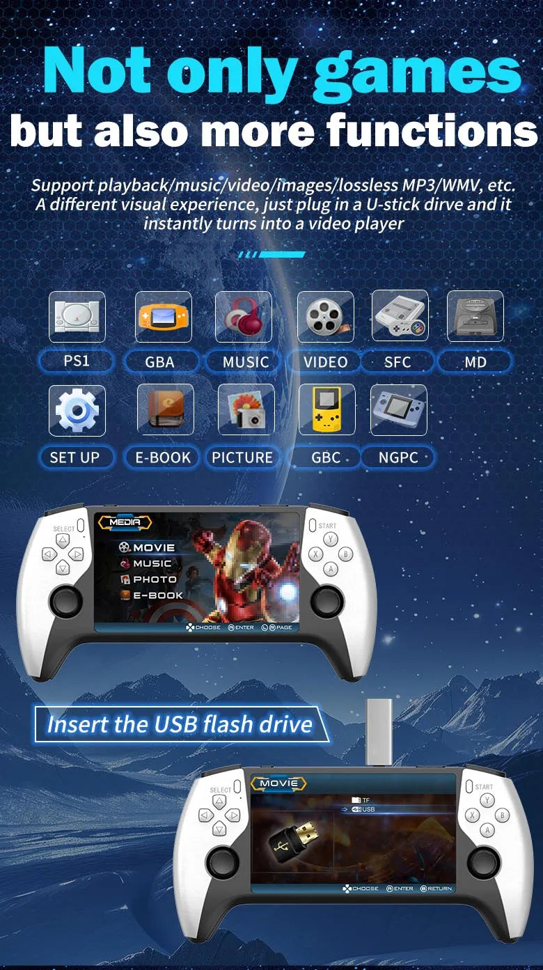 Consola Portátil Retro SF3500 | 5" IPS HD | 20,000 Juegos | 256GB Expandible | Multi-Sistema - Firu Total Sales