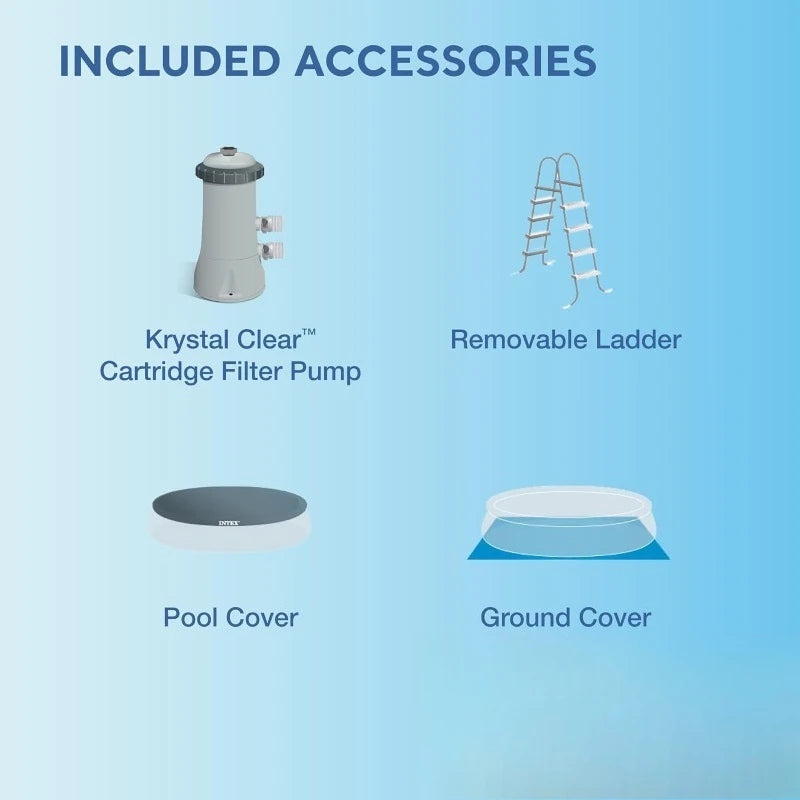 28167EH Easy Set Inflatable Swimming Pool Set: 15ft X 48in Includes 1000 GPH Cartridge Filter Pump Removable Ladder