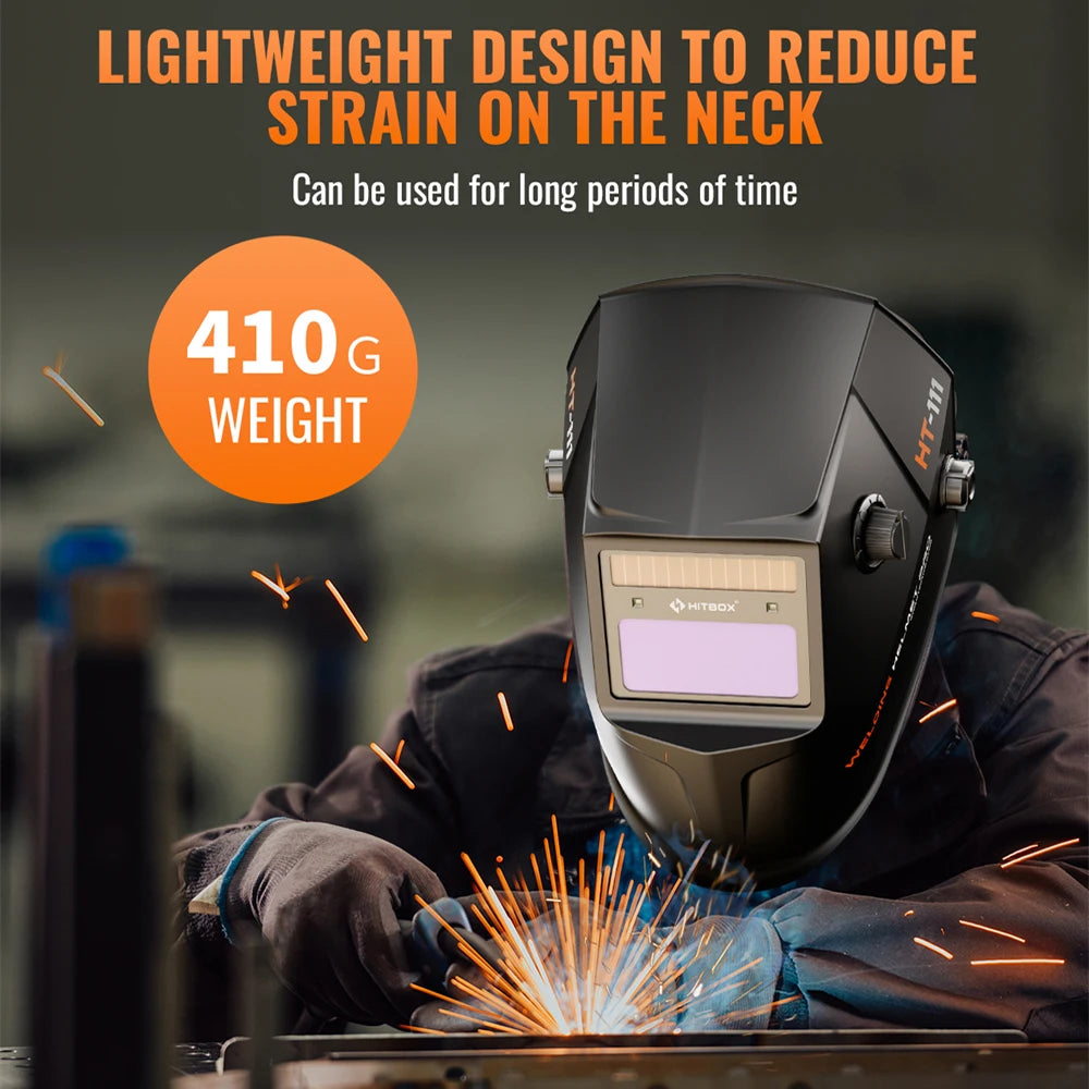 HITBOX Welding Helmet Auto Darkening Welding Mask For TIG MIG ARC Welder Machine Large View True Color DIN9-13 93*43MM Vision