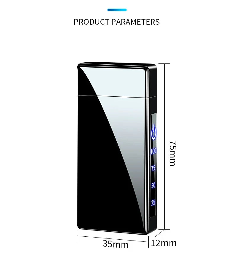 Windproof Electric Arc Metal Smoking Lighter Plasma Flameless Rechargeable USB Cigarette Lighter LED Digital Touch Lighters Gift