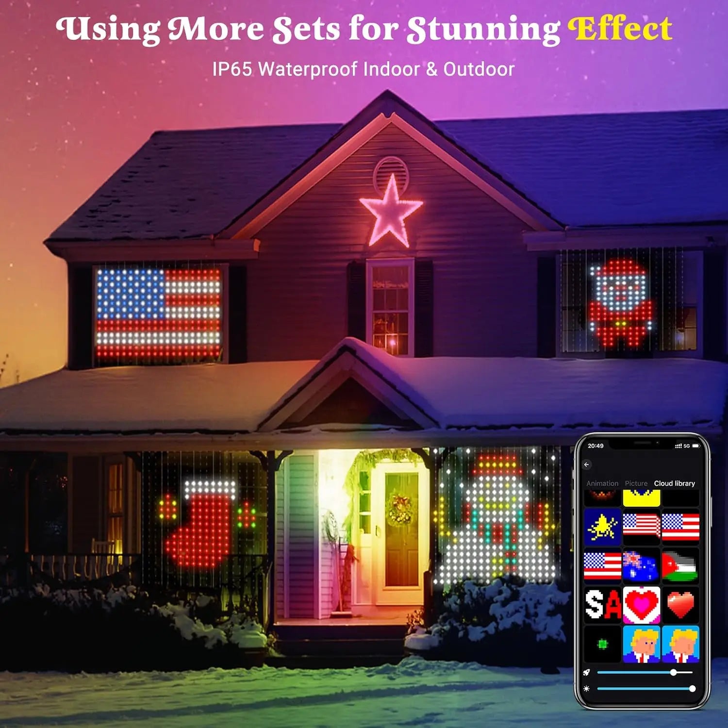 Luces Cortina LED 400 RGB GCTECHING | App Control | Sincronización Musical | Navidad y Exterior - Firu Total Sales