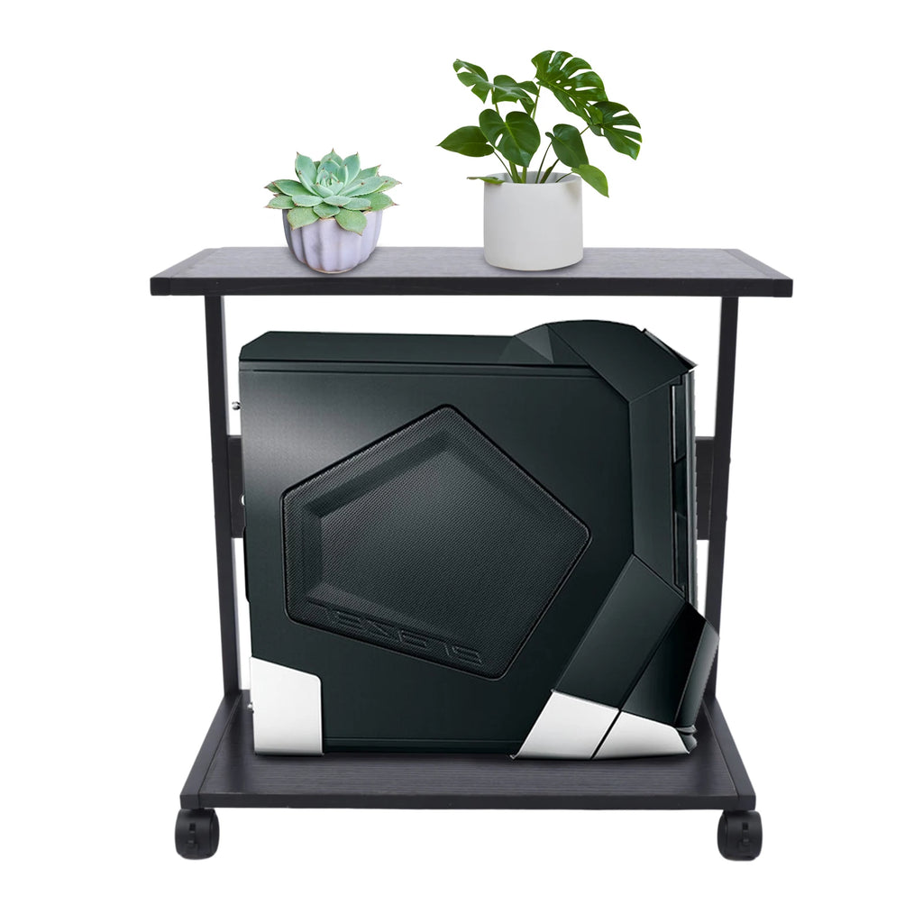 2-Tier Computer Case Stand, PC Tower Stand with Lockable Wheels, Under Desk Computer Holder Fits Most PC