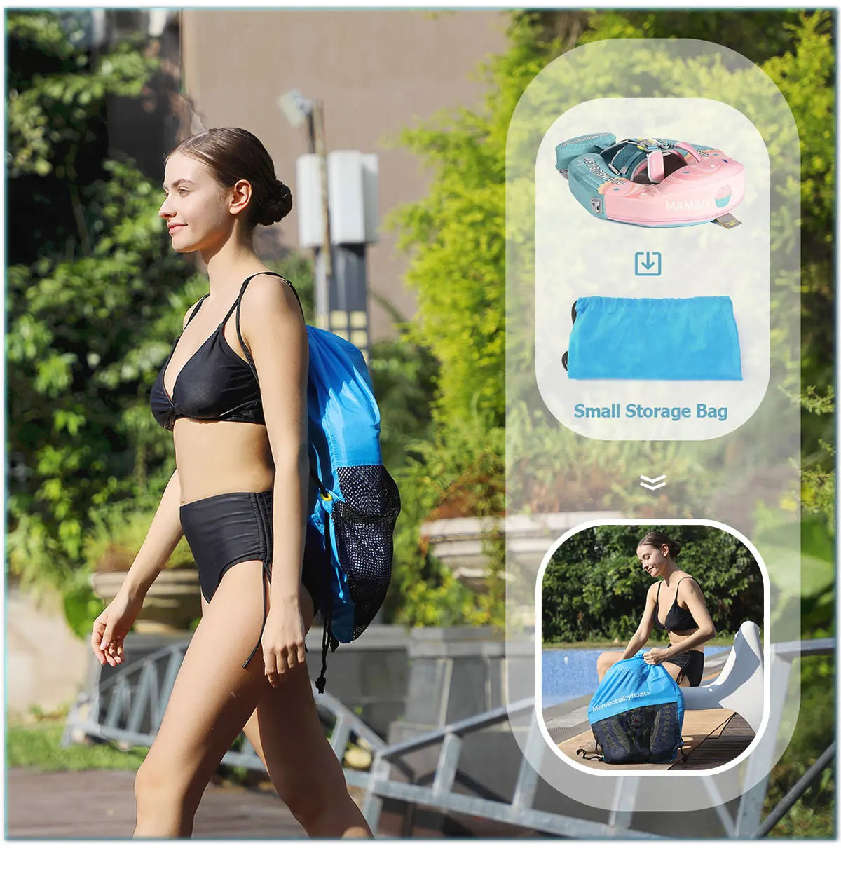Mambobaby Float No-Slip Safe Harness ST-Cup Cake B503-150-W-Z  Safe Core No Inflation No Leaks Baby Swim Ring Toddler Pool Float