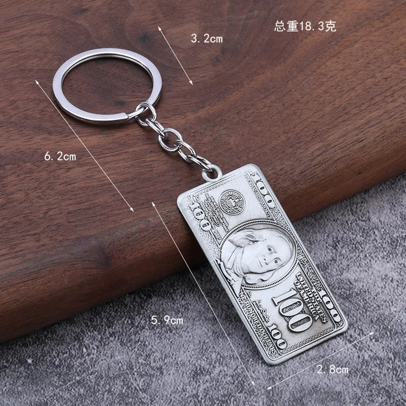 3D Mini Dollar Model Keychain Accessories Retro Keyring Money Bag Couple Matching Airpods Keychain Pendant