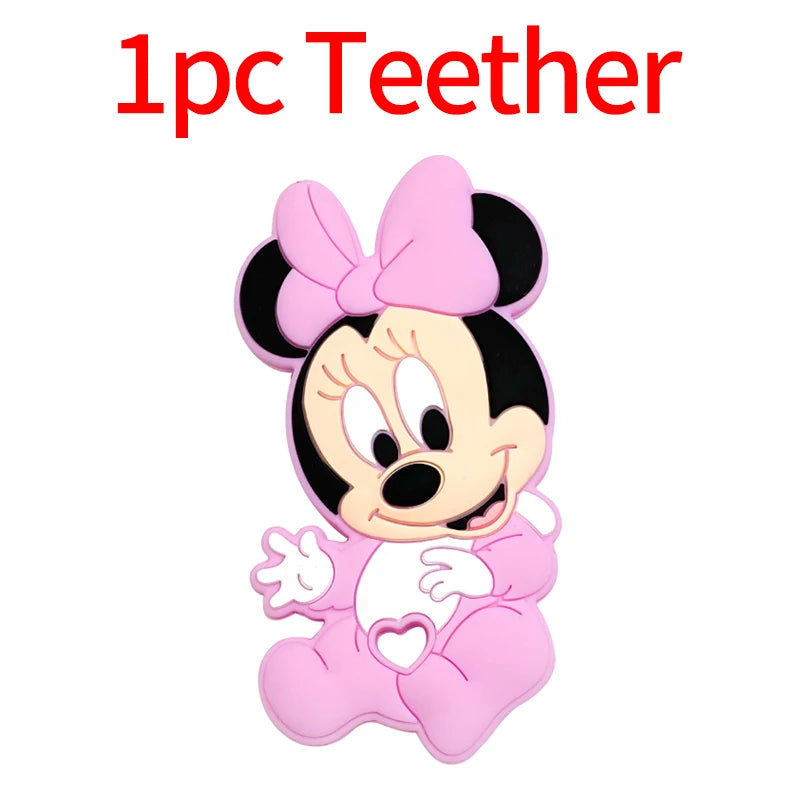 1/3/10pcs Silicone Mickey Teething Beads Food Grade Cartoon Shape Baby Teethers Toys DIY Pacifier Clips Chain Accessories