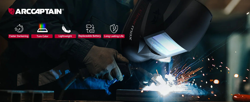 ARCCAPTAIN Auto Darkening Welding Helmet Nylon Welder Mask Large View True Color DIN4 1/1/1/1 Soldering Mask for TIG MIG MMA CUT