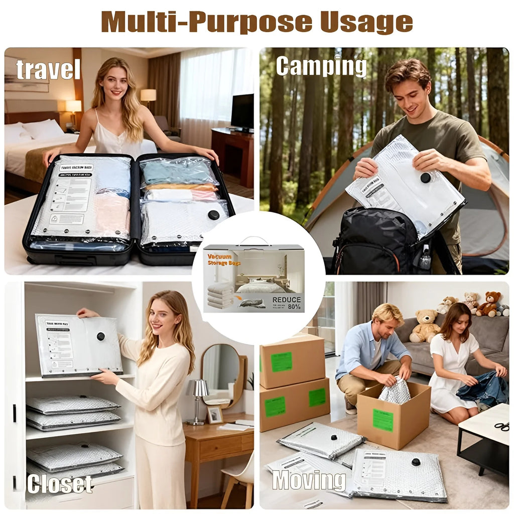 Cordless Compression Travel Vacuum Bags 15-Pack | Rechargeable Pump | Luggage Suitcase