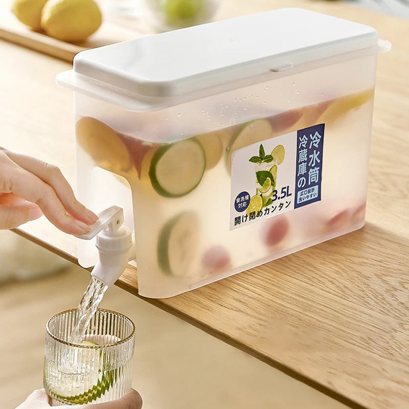 3.5L Beverage Dispenser Cold Juice Water Storage Bucket Outdoor Fridge Liquid Container