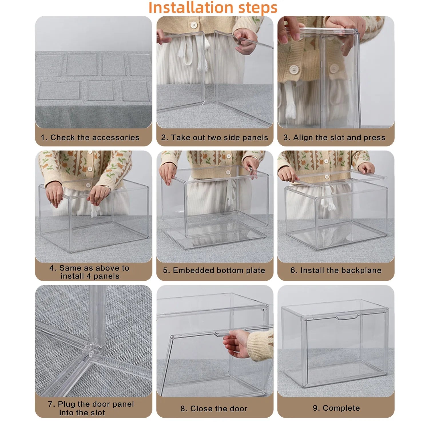 1pc/3pcs Clear Display Case Large Capacity Storage Box Organizer For Figures Acrylic Box Blind Box Makeup Toy Showcase For Bag
