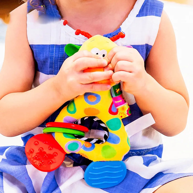 Giraffe Plush Teether Rattle — Soft Stuffed Sensory Toy | Newborn Gift