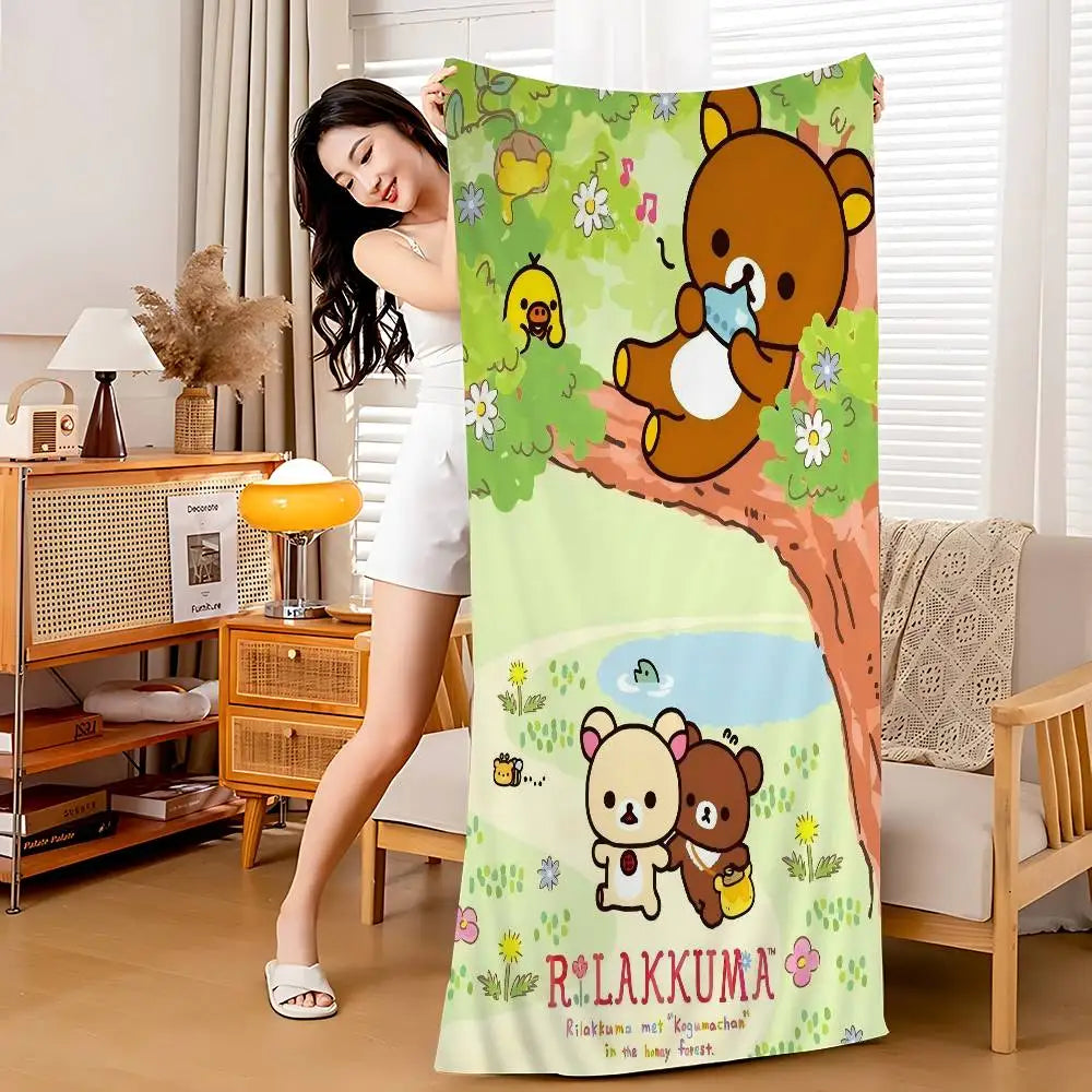 Toalla de Playa Rilakkuma Kawaii - Microfibra Secado Rápido para Niñas