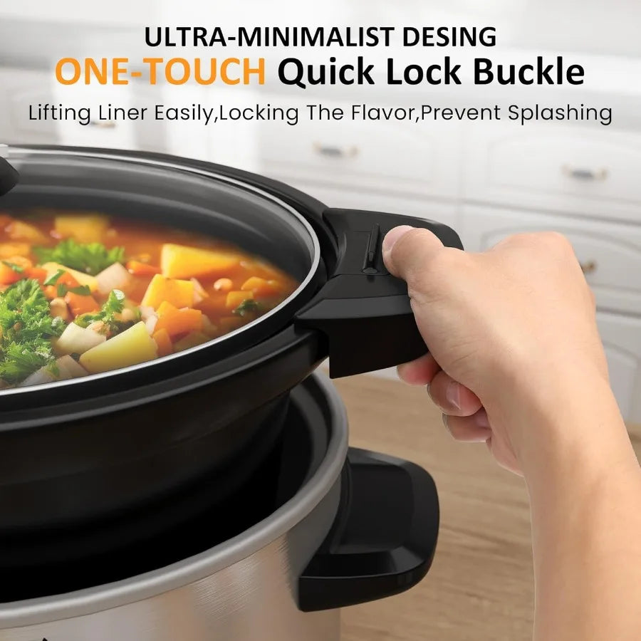 Olla de Cocción Lenta Programable 4qt | Tapa con Cierre | 3 Temperaturas | Cocina en Casa