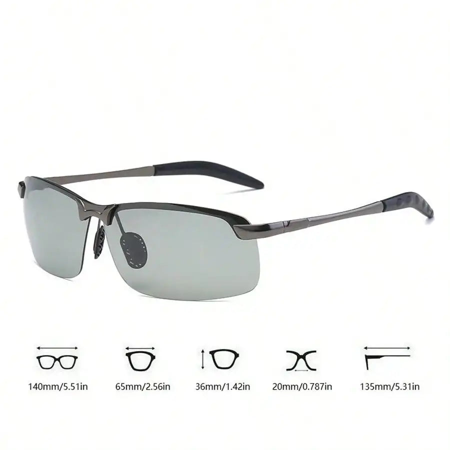 Photochromic Polarized Metal Frame Sunglasses for Men Women UV400 Protection