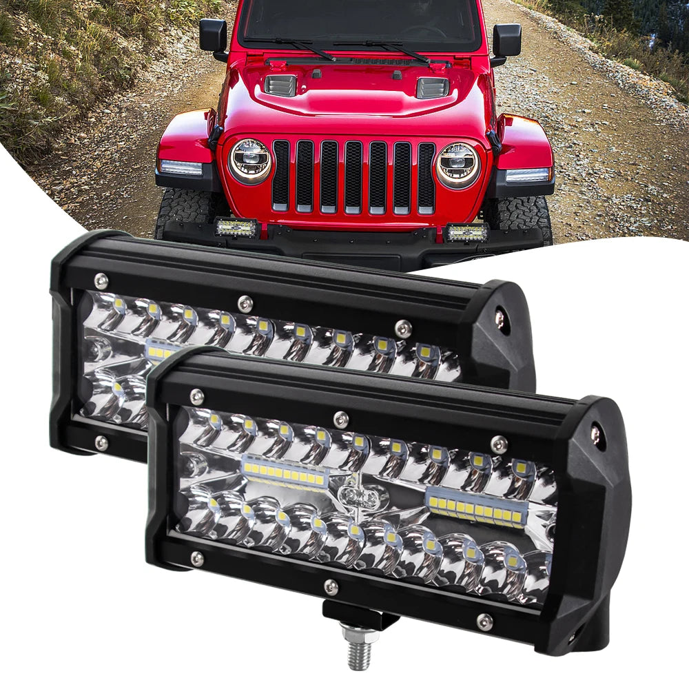 Barra LED Off Road 120W Combo | IP68+ | 6500K | 12V/24V | Camión, Tractor, Barco, SUV y ATV 4x4