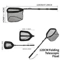 Collapsible Fishing Landing Net with Telescoping Pole Handle Extend to 190cm 100cm 80cm Fishing Net For Saltwater Freshwater