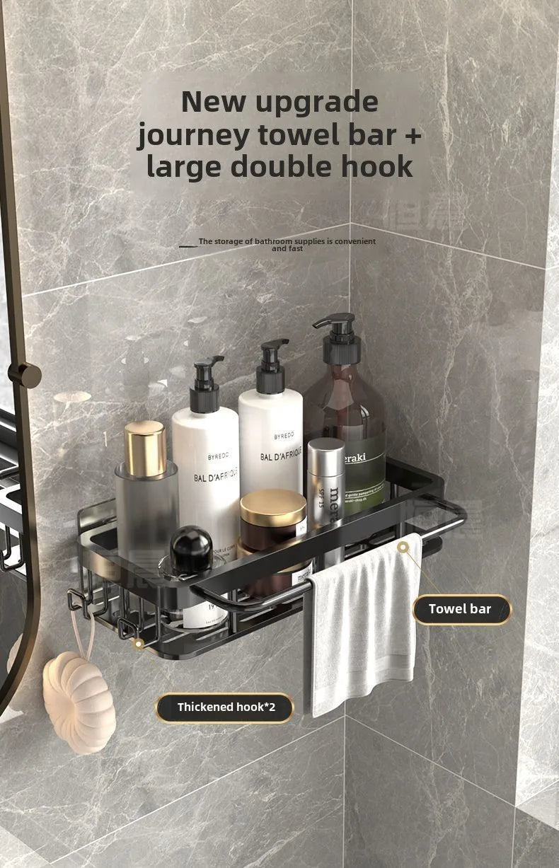 Adjustable Shower Shelf No Drilling – Aluminum Bathroom Organizer for Bath, Vanity or Tub | Holds 20 lbs
