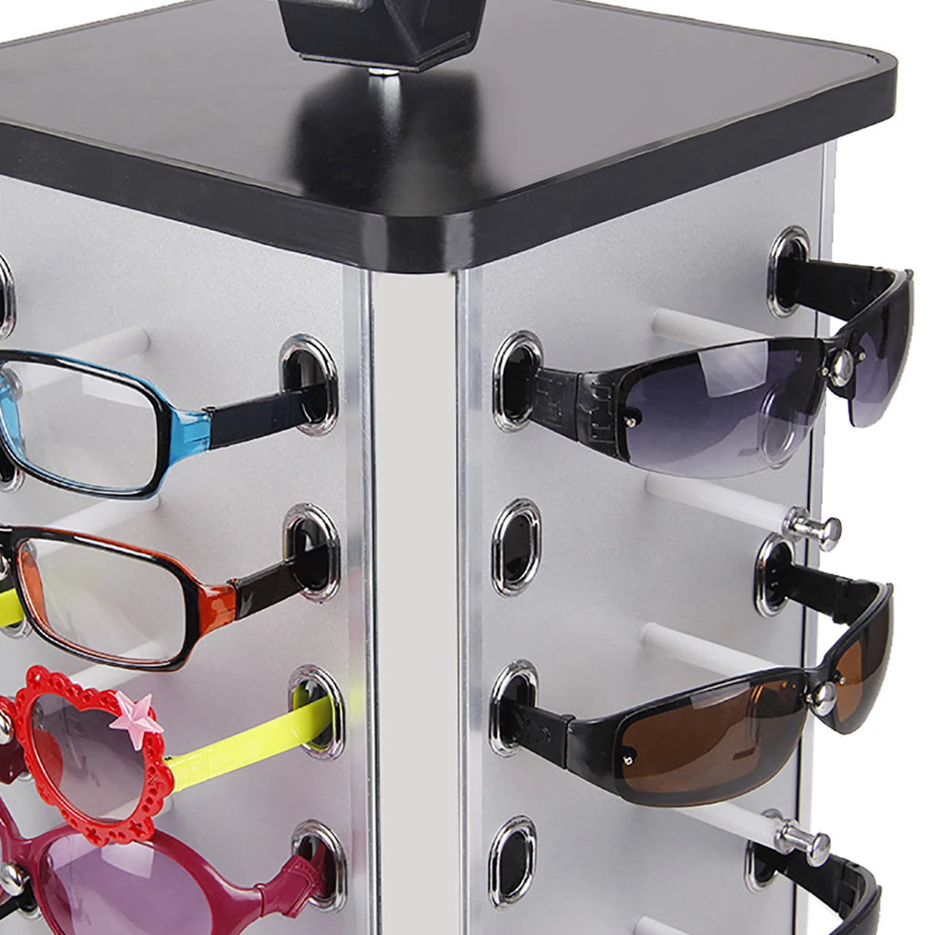 44 Pairs Rotating Eyeglasses Display Stand with 2 Mirrors 86cm Large Capacity Freestanding Sunglass Holder for Shops