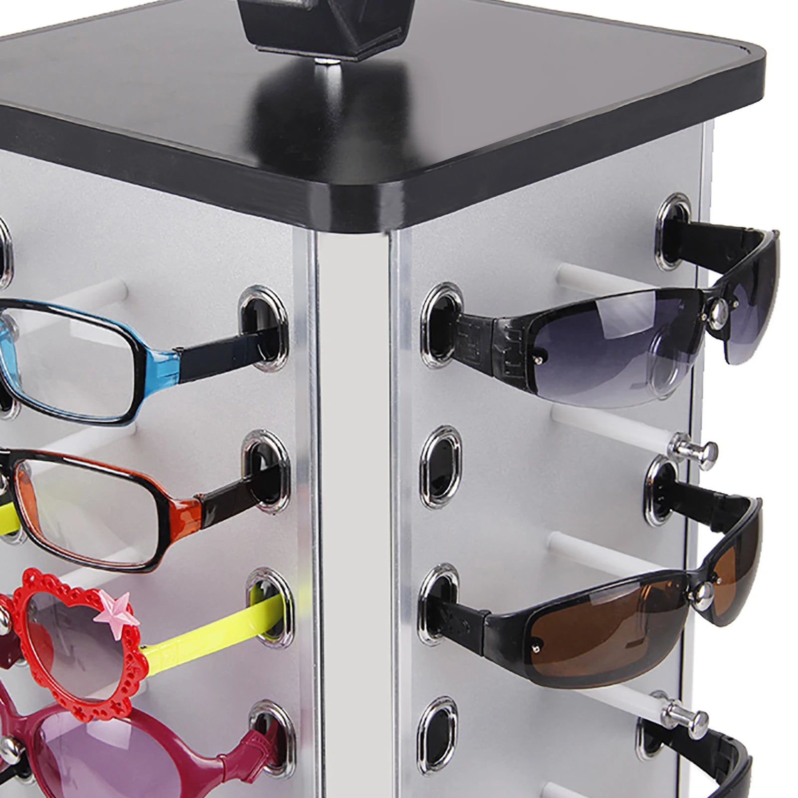 44 Pairs Rotating Eyeglasses Display Stand with 2 Mirrors 86cm Large Capacity Freestanding Sunglass Holder for Shops