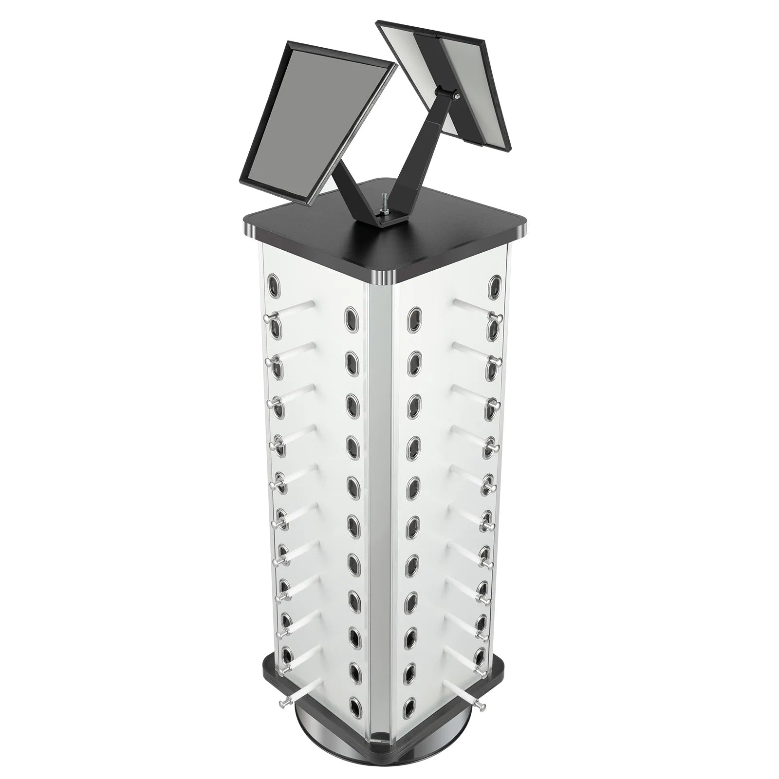 44 Pairs Rotating Eyeglasses Display Stand with 2 Mirrors 86cm Large Capacity Freestanding Sunglass Holder for Shops