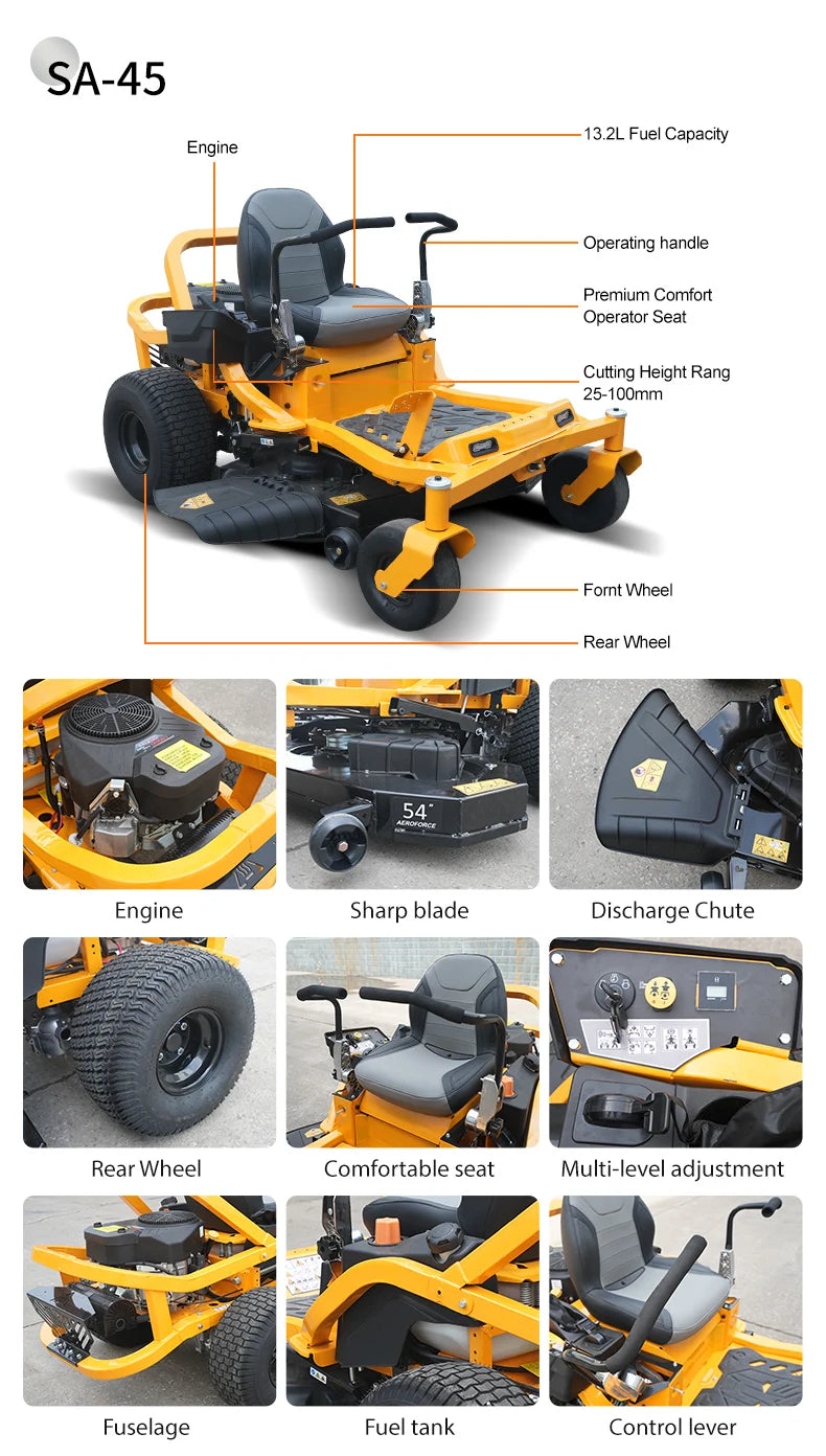 Durable riding lawn mower zero turn mini riding lawn mower seat zero turn electric ride on lawn mower