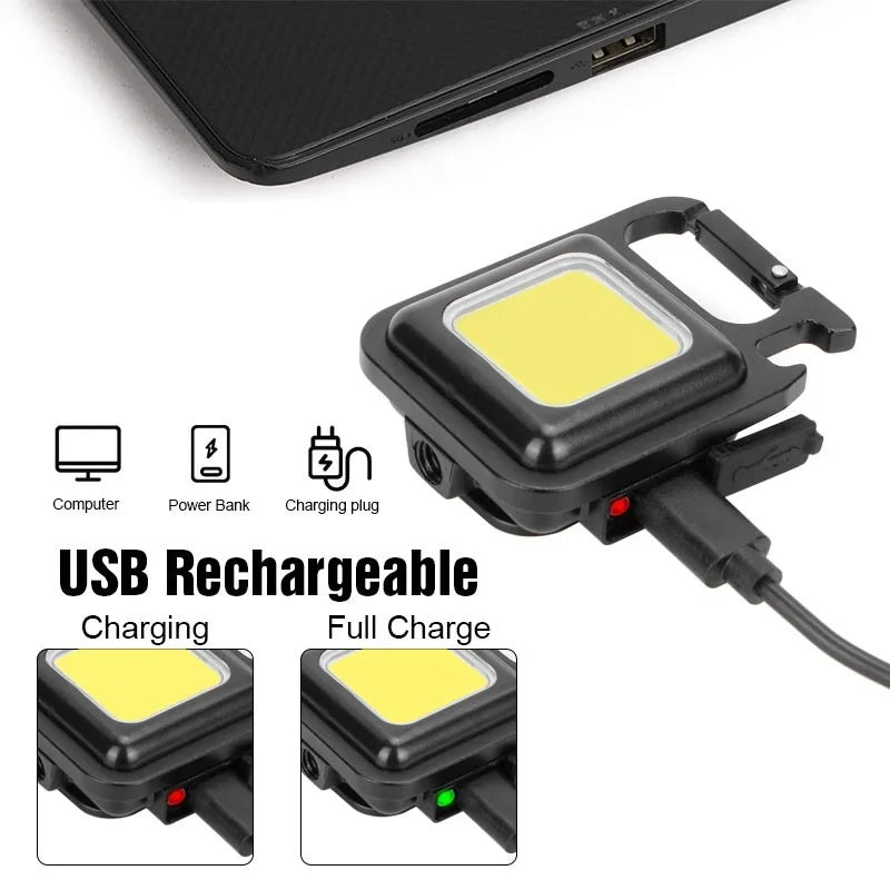 COB LED Mini Flashlight Super Bright Key Chain Light Outdoor Emergency Camping Flashlight Bag Accessories Key Ring Wholesale