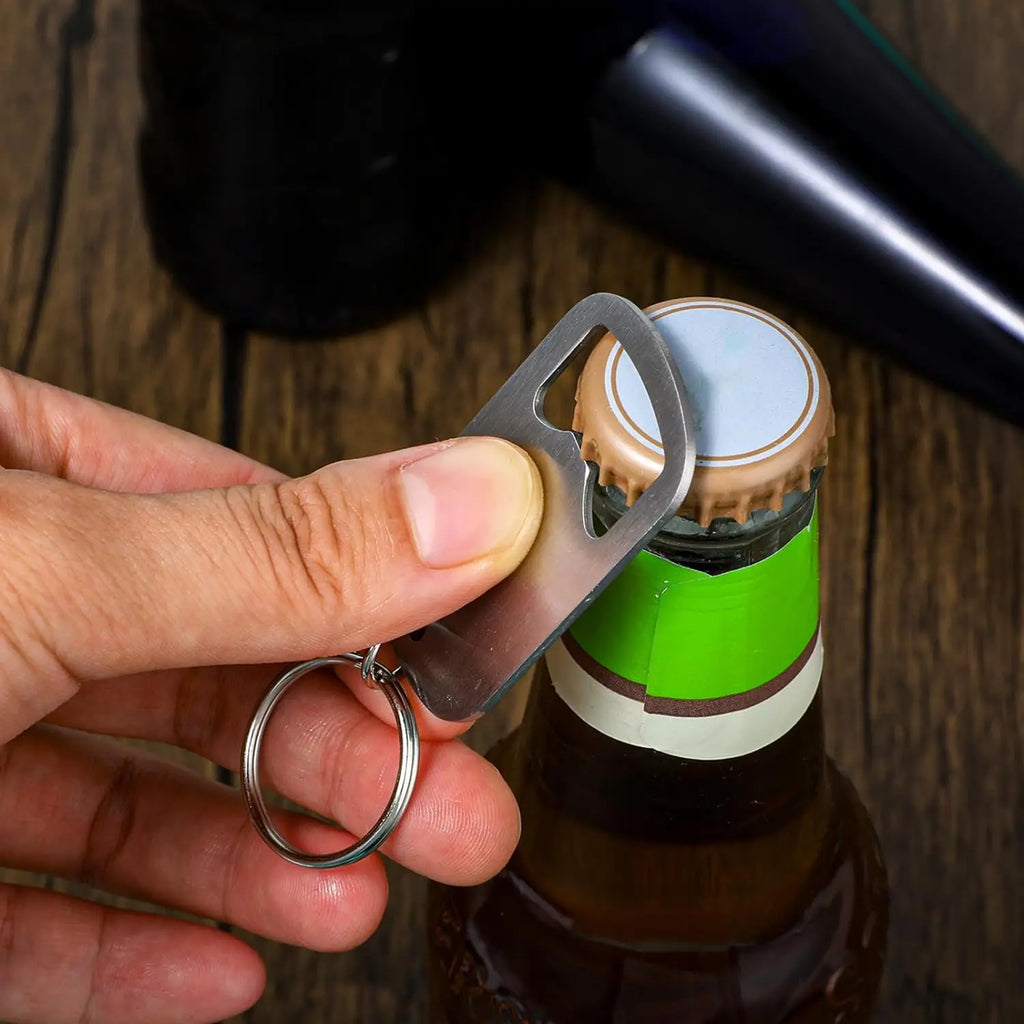 Metal Portable Creative Stainless Steel Bottle Opener Keychain Soda Drink Starter Portable Bottle Openers Bar Key Chain Pendant