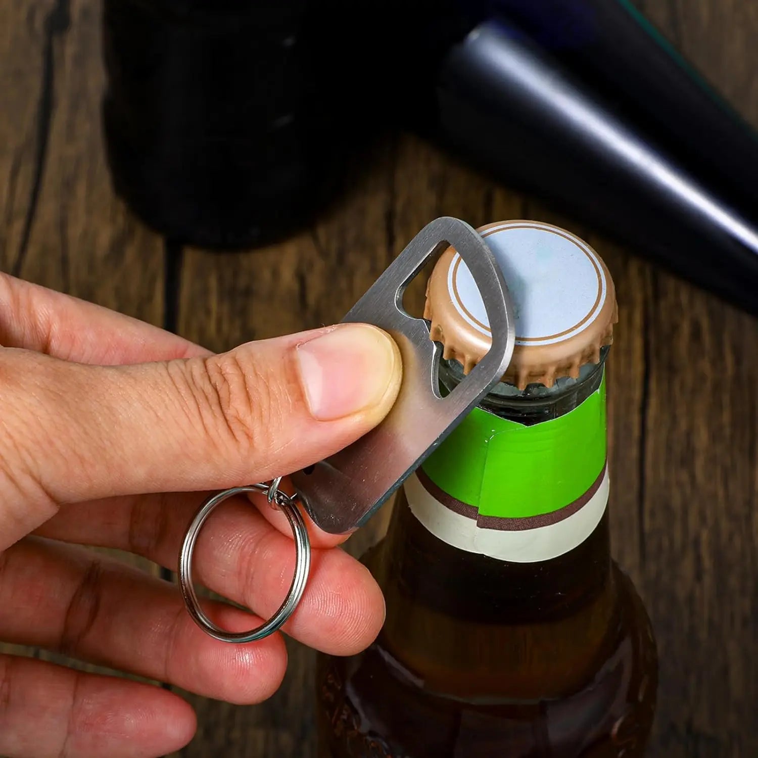 Metal Portable Creative Stainless Steel Bottle Opener Keychain Soda Drink Starter Portable Bottle Openers Bar Key Chain Pendant