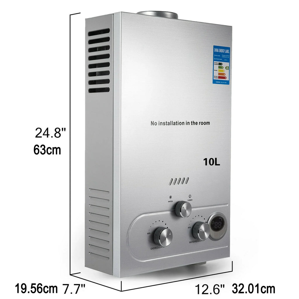 VEVOR 6L 8L 10L 12L 16L 18L LPG Portable Instand Water Heater Propane Gas LPG Wall-Mounted Tankless Water Heater Digital Display