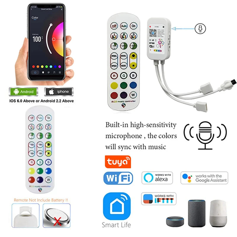 Tira LED RGB 5050 Vogliovoi WiFi | Bluetooth | Adhesiva | Tuya/Smart Life | Alexa y Google | Dormitorio - Firu Total Sales