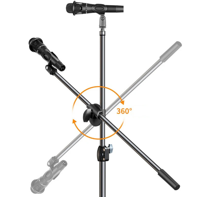NEW! Microphone Boom Tripod Stand 1.7 2.1M Mic Tripod Bracket 66CM Crossbar Arms With Clip And Phone Holder