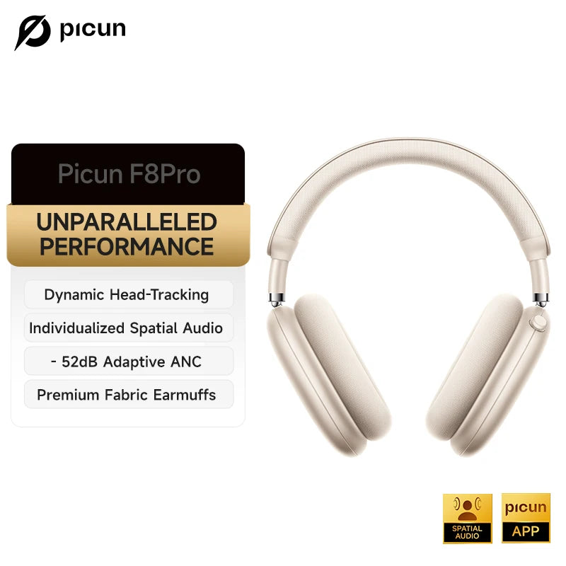 Auriculares Picun F8 Pro ANC -52dB | Audio 3D Espacial | Head Tracking | Bluetooth 5.4 | 80h Batería - Firu Total Sales