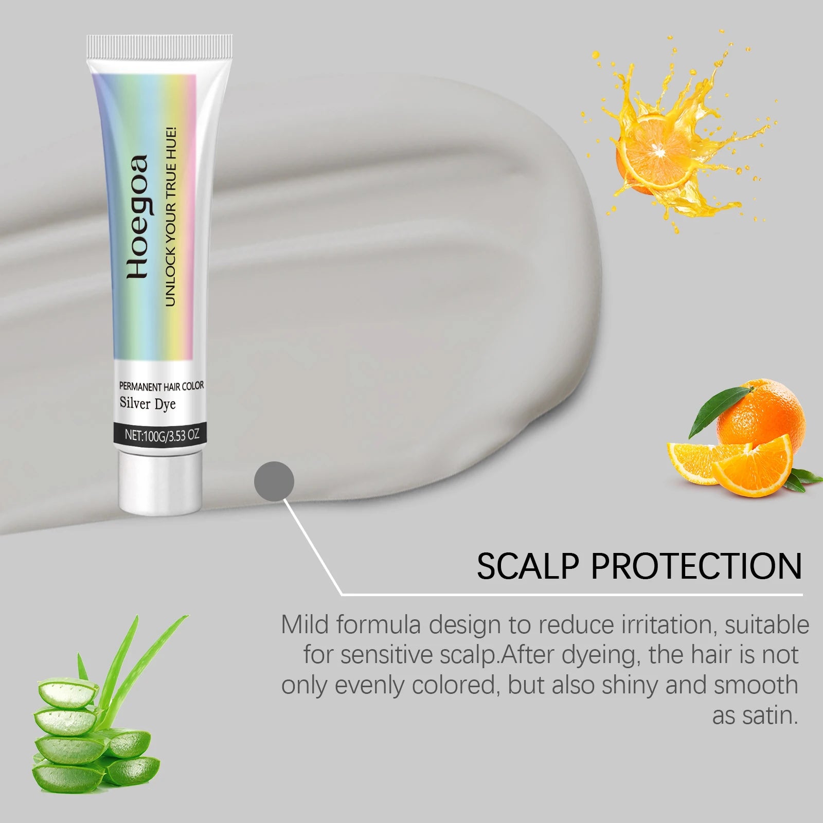 Long Lasting Hair Dye Cream Unisex Permanent Professional Covering Nourishing Non Irritating for Women Men Silver Color Hair Dye