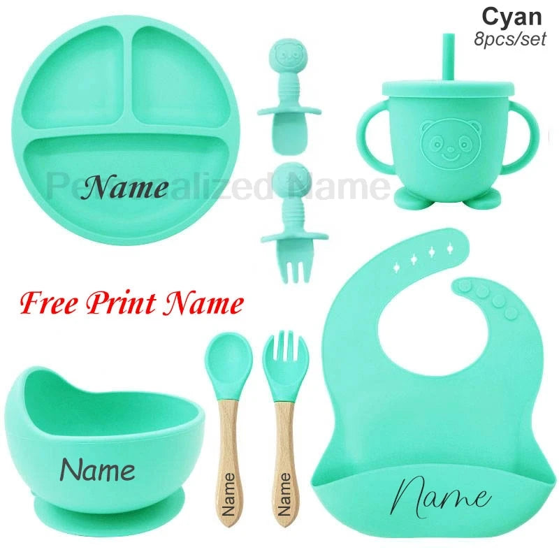 Set de Alimentación Personalizado para Bebé | Silicona | Plato, Bol y Vaso | Regalo 🍼