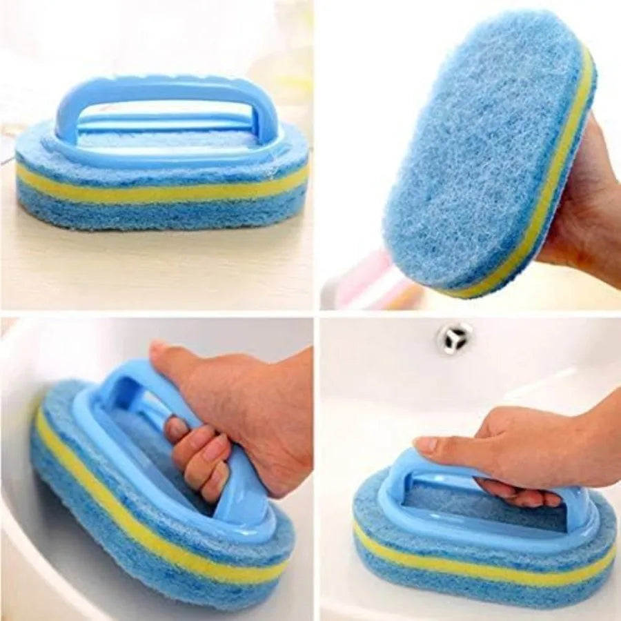 1-Piece Cleaning Brush for Bathroom Kitchen Bathtub Toilet Cleaner All Purpose Shower Sponge Scrubbing Brush with Ergonomic Han