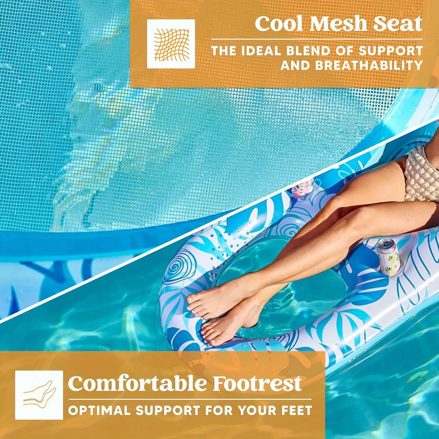 JOYFY Inflatable Adult Pool Floats Lounger Floaties Water Floating Recliner Chair Swimming Floaty for Adult Summer Water Party