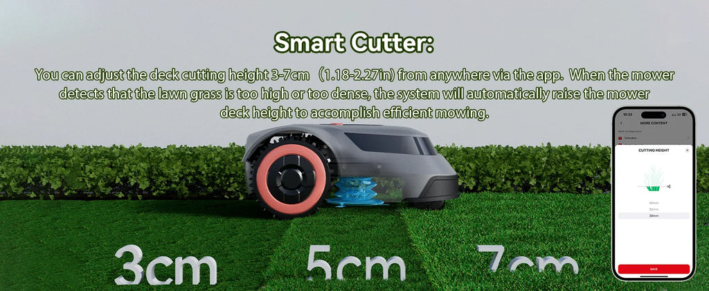 C-TOF Robot Lawn Mower Redkey MGC1000 Lawn Mower Robot Cable Break Detection Climbing Capacity 45% App Control Mowing Robot