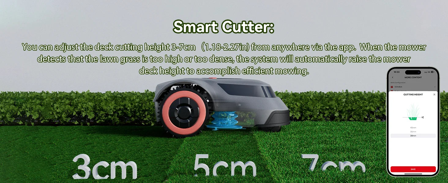 C-TOF Robot Lawn Mower Redkey MGC1000 Lawn Mower Robot Cable Break Detection Climbing Capacity 45% App Control Mowing Robot