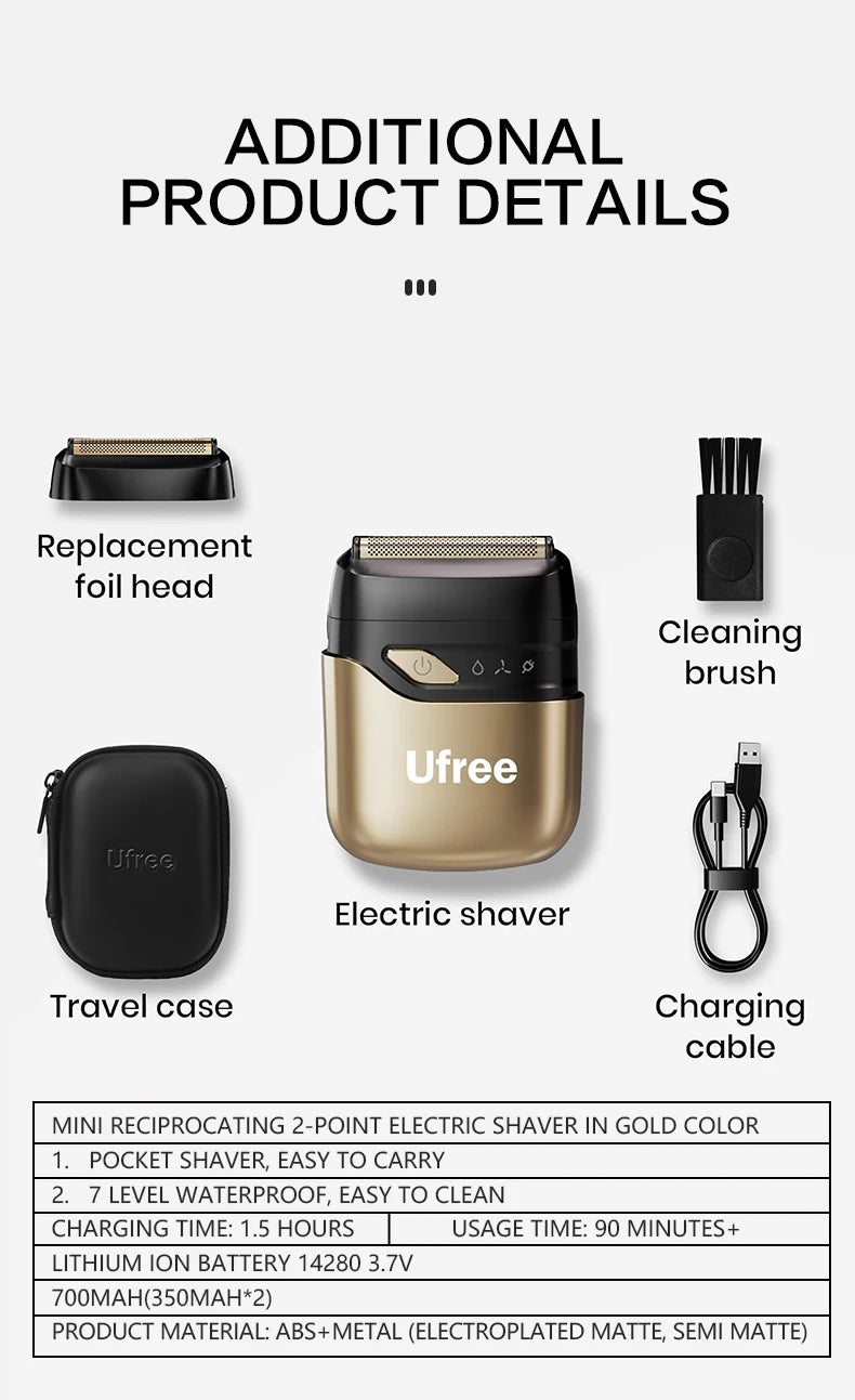 Ufree Foil Shaver for Men, Upgraded Electric Razor, Rechargeable Mens Shaver with 4 Floating Blades, LED Display USB-C Travel R
