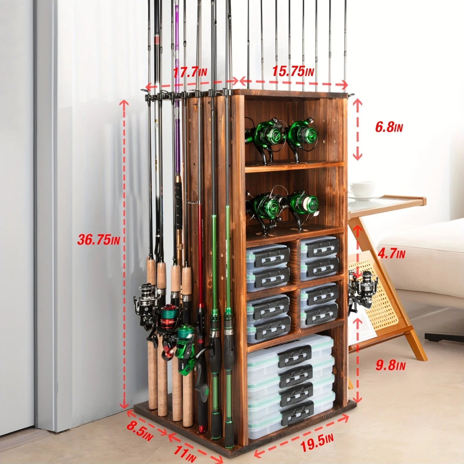 Fishing Rod Holders for Garage 360 Degree Rotating Fishing Pole Holders Rod Rack Storage up to 10 Rods